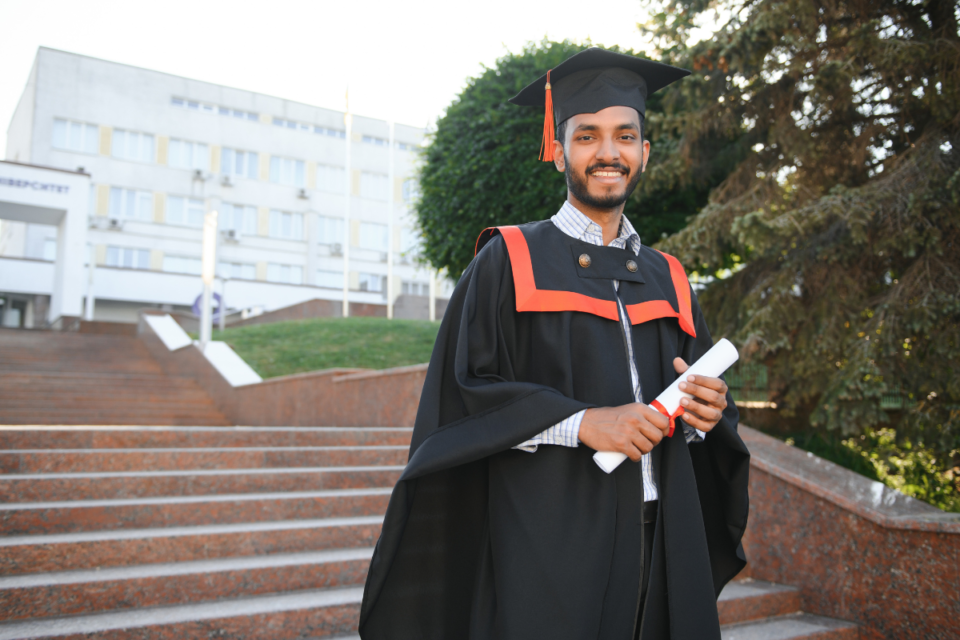 Indian student graduating from UK university