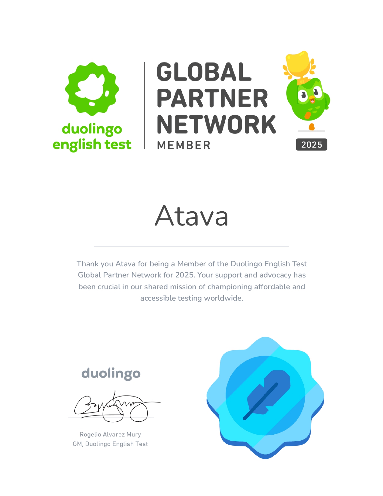 Atava is a global partner of Duolingo