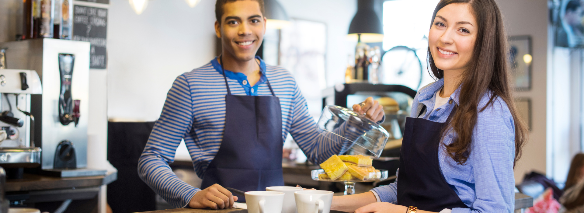 Student doing a part time job
